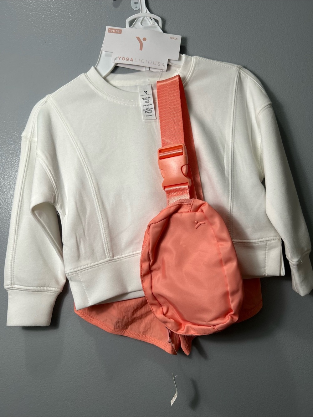 Yogalicious White Pullover with Coral Accent